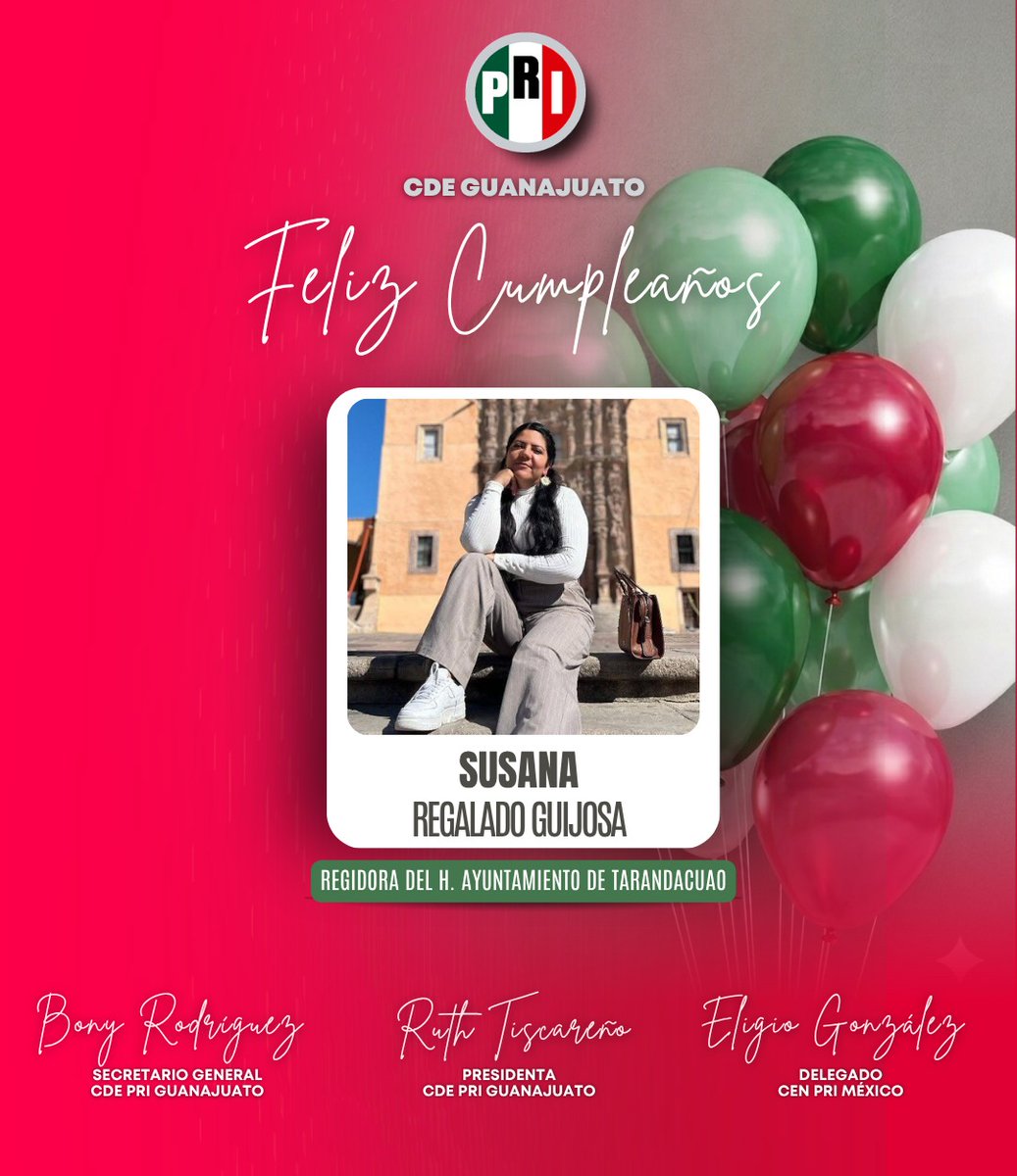 PRIGTO's tweet photo. A nuestra regidora de #Tarandacuao Susana Regalado le deseamos muy #FelizCumpleaños, #MuchasFelicidades #PRIGto https://t.co/57NjQ5qjxL