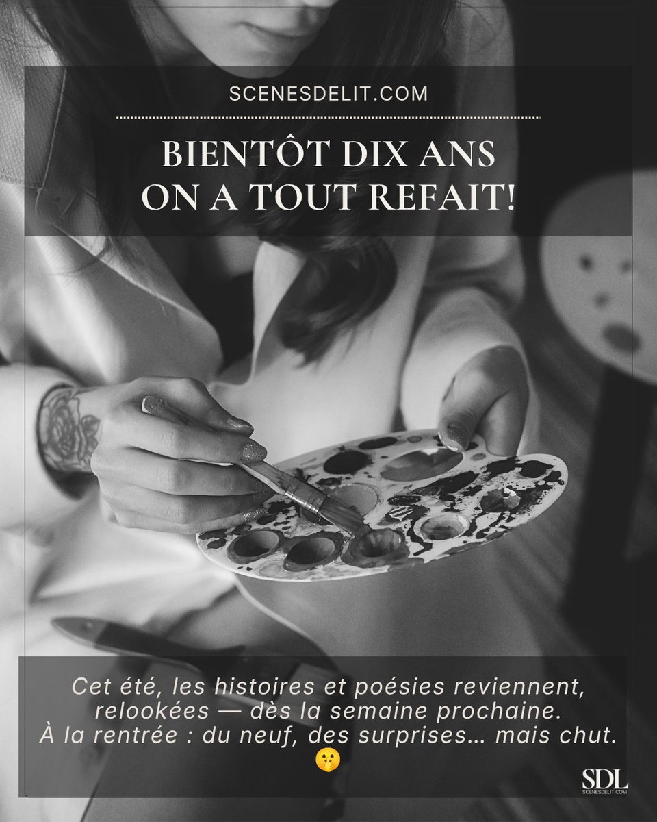 scenesdelit's tweet photo. Bientôt dix ans. On a tout refait.

Cet été, les histoires et les poésies reviennent relookées — dès la semaine prochaine. À la rentrée, du neuf. Mais chut, c'est un secret. 🤫 https://t.co/c36EInPSSO