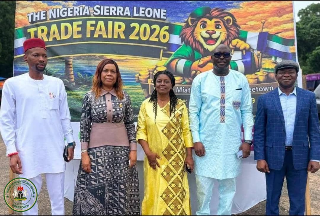 ngmission_sle's tweet photo. *HIGH COMMISSIONER OF NIGERIA ATTENDS THE OPENING CEREMONY OF THE MAIDEN NIGERIA CHAMBER OF COMMERCE TRADE FAIR IN FREETOWN*

On the 30th July 2026, *Her Excellency, Ambassador Ayo Luther-Ogbomode mni*, High Commissioner of the Federal Republic of Nigeria to the Republic of Sierra Leone, attended the opening ceremony of the Maiden Nigeria Chamber of Commerce Trade Fair held in Freetown.

The event was officially declared open by the Honourable Minister of Trade and Industry of the Republic of Sierra Leone, *Hon. Alpha Ibrahim Sesay* highlighting the shared commitment of both countries to promoting trade, investment, and private sector development.

The Maiden Trade Fair provides an important platform for fostering commercial partnerships, showcasing Nigerian products and services, and strengthening the longstanding economic and bilateral relations between the Federal Republic of Nigeria and the Republic of Sierra Leone.

The participation of the High Commissioner underscores the commitment of the High Commission of Nigeria in Freetown to supporting initiatives that advance economic diplomacy, enhance trade cooperation, and encourage greater collaboration between the business communities of both countries.

#NigeriaHighCommission #NigeriaInSierraLeone #NIDO #CommunityEngagement #Diplomacy #Leadership #NigeriaSierraLeone #UnityInDiaspora...