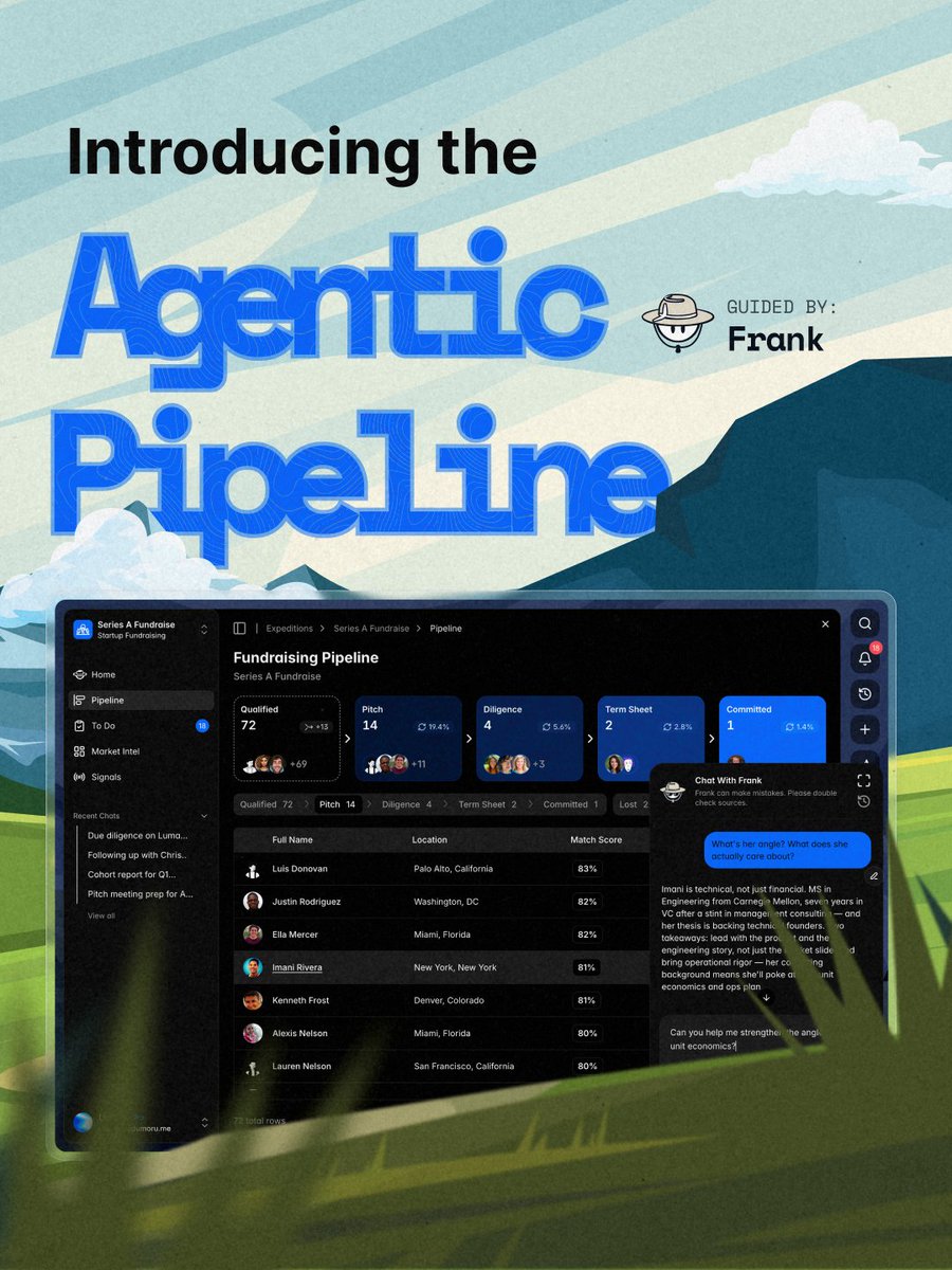summitpointos's tweet photo. Introducing The Agentic Pipeline.  🧵1/5

Every pipeline tool ever made goes stale the moment you stop updating it. Ours doesn't because Frank works it with you. https://t.co/PUxhYfFvLi