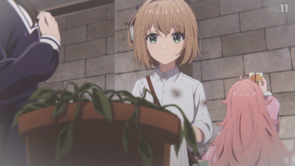 Alves_Aruru's tweet photo. #きみ死ぬアニメ 
ミミの嫉妬心とシーナの「したいこと」、
返礼という名の遺産と気持ちの整理、
萎れた植物と敵の生き死に、
手製の花冠のお返しの魔法製の水冠、
数々の提示と回収の末、芽生えるシーナのミミに対する願望と懊悩が密やかに、しかし確実に情愛に。
穏やかながら隙のない脚本に唸る。 https://t.co/bp0WqkbGkk