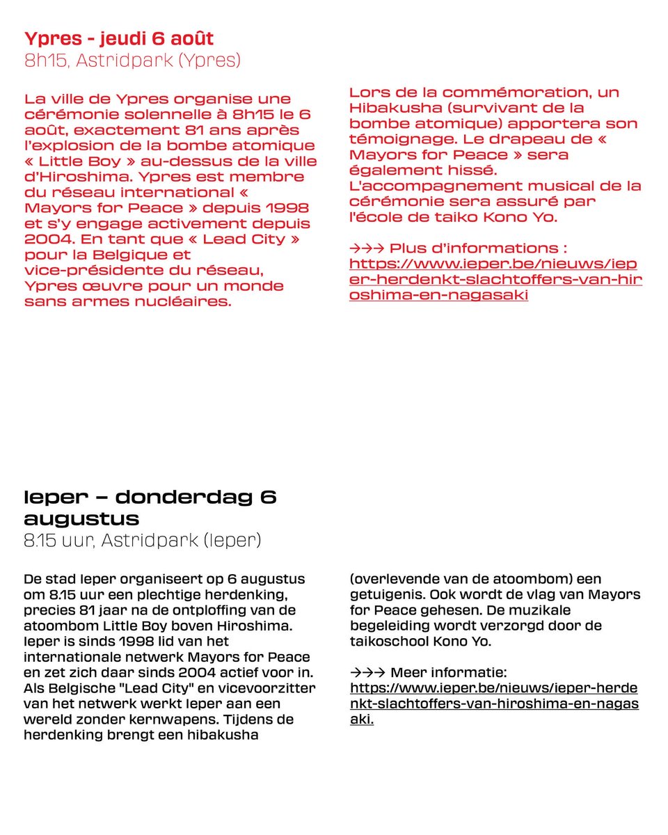 nonukesbe's tweet photo. Hiroshima et Nagasaki : calendrier des commémorations en Belgique

Rejoignez-nous dans plusieurs villes en Belgique !

Hiroshima en Nagasaki: herdenkingsmomenten in België

Kom naar de herdenkingen in verschillende Belgische steden! https://t.co/E76GSbmNoG