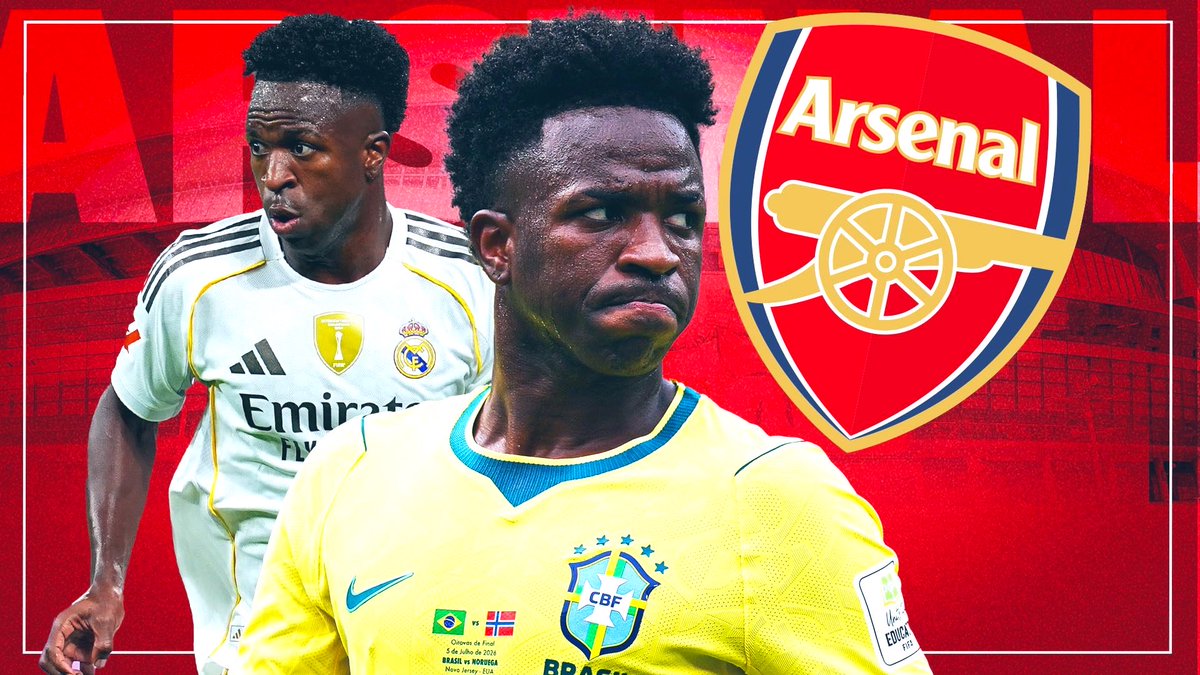 DeanJamesAFC's tweet photo. 🚨 || Real #Madrid🇪🇸 sat down with Roc Nation Sports, the agents of #ViniciusJr🇧🇷 a while ago and let them know that, although they’d want him to stay, they would facilitate a sale if his plan was to leave, mainly to avoid him going as a free agent in 2027.

They’d do this by offering him a share of the transfer fee. If #Arsenal🏴󠁧󠁢󠁥󠁮󠁧󠁿 were willing to pay €150m/£128.4m, Madrid would be willing to give Vini a % to smooth over the departure [Via - @JorgeCPicon].