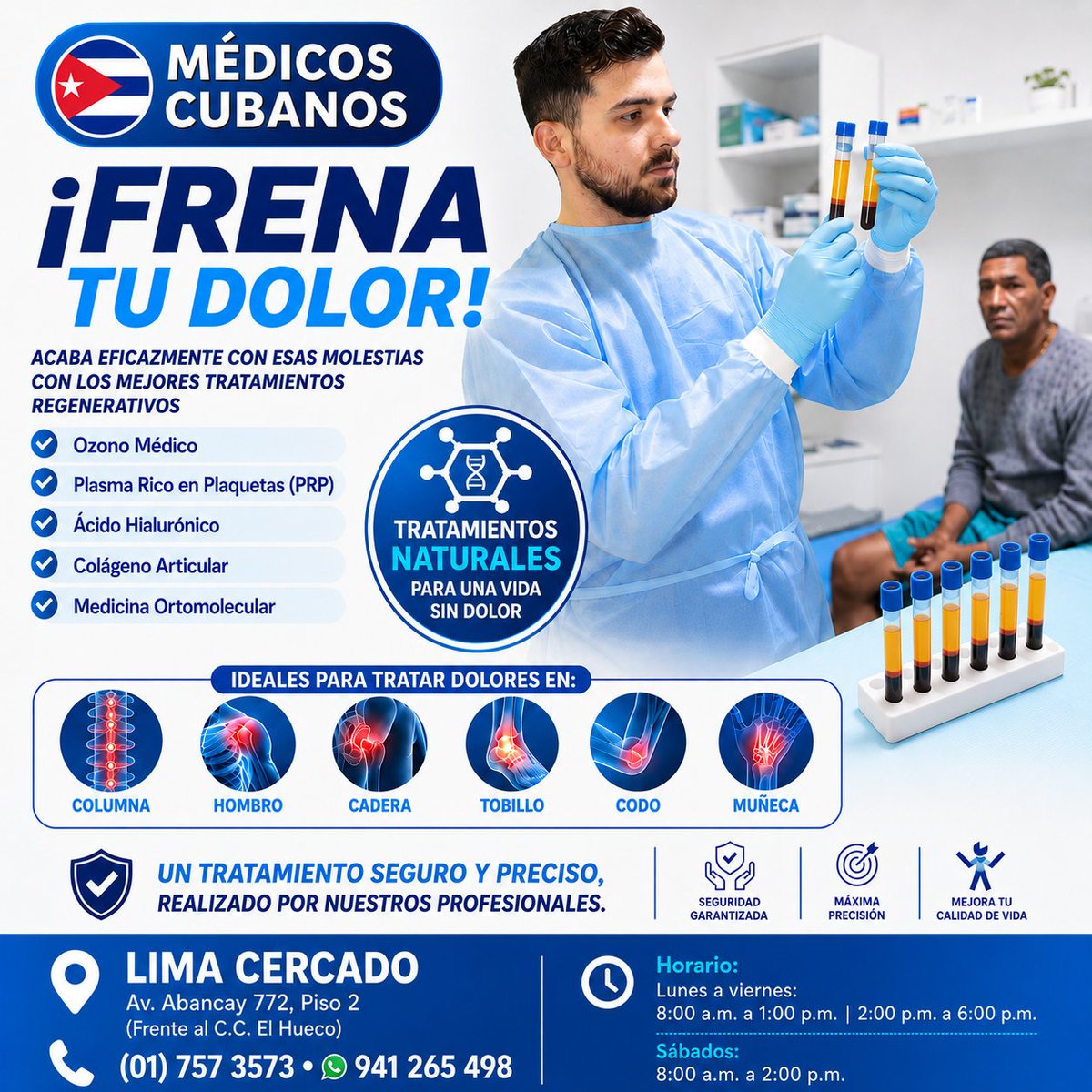 MedicosCubanos's tweet photo. 🦴💙 ¡𝐑𝐞𝐜𝐮𝐩����𝐫𝐚 𝐭𝐮 𝐦𝐨𝐯𝐢𝐥𝐢𝐝𝐚𝐝 𝐲 𝐝𝐢𝐥𝐞 𝐚𝐝𝐢𝐨́𝐬 𝐚𝐥 𝐝𝐨𝐥𝐨𝐫! 💙🦴
En Médicos Cubanos contamos con tratamientos regenerativos para aliviar el dolor de forma segura y precisa. https://t.co/bQiKxleOQr