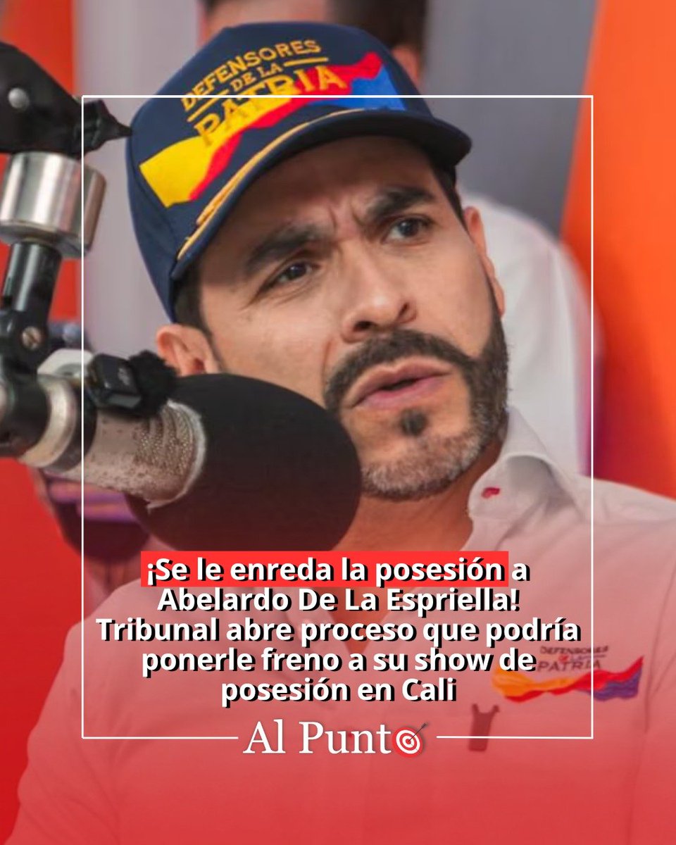 AlPuntoCol's tweet photo. #AlPunto 🎯 ¡Se le enreda la posesión a Abelardo De La Espriella! Tribunal abre proceso que podría ponerle freno a su show de posesión en Cali ⤵️
https://t.co/pWOY24z1FU https://t.co/Hbae82eaeW