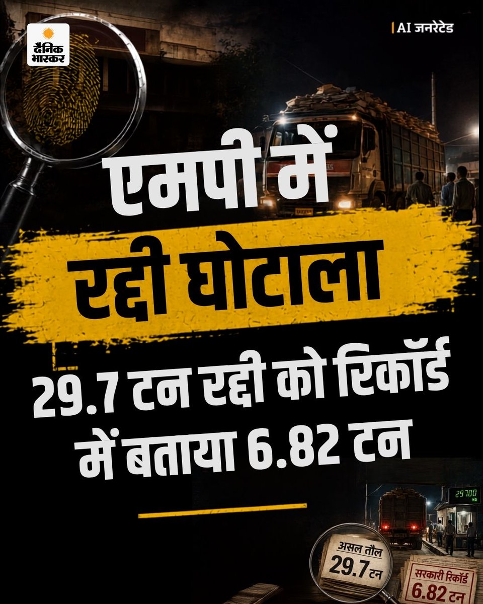 DainikBhaskar's tweet photo. सरकारी प्रेस में करोड़ों के रद्दी घोटाले का खुलासा! दैनिक भास्कर की पड़ताल में मध्य प्रदेश के शासकीय मुद्रण एवं लेखन सामग्री विभाग में रद्दी कागज की बिक्री से जुड़े गंभीर रिकॉर्ड सामने आए हैं। भास्कर इन्वेस्टिगेशन में पढ़िए पूरी पड़ताल।
https://t.co/VAnGJmNPGZ 

#BhaskarInvestigation #DainikBhaskar #MPNews #GovernmentPress #Corruption #Scam #Investigation