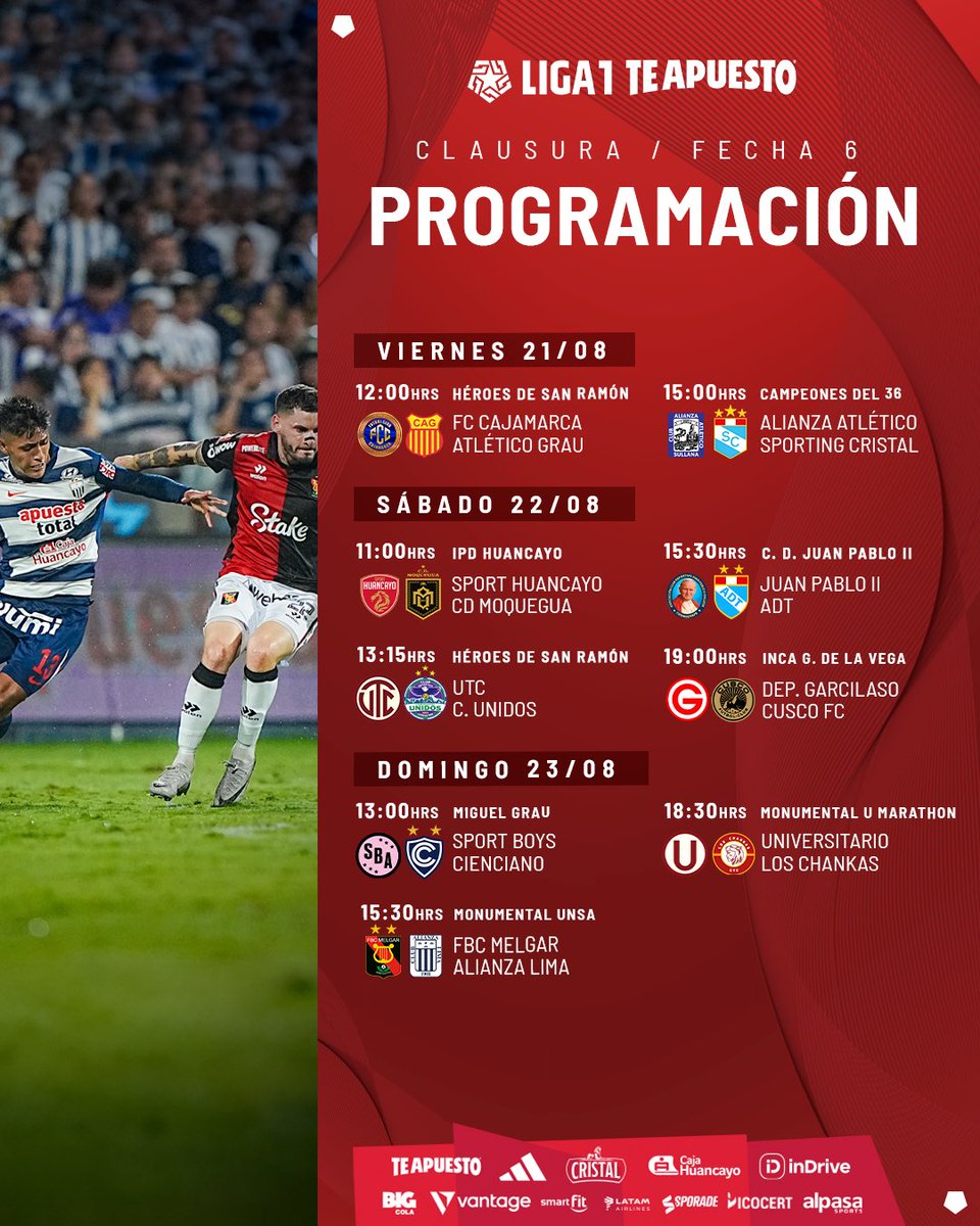 Liga1TeApuesto's tweet photo. ¡𝗙𝗲𝗰𝗵𝗮 𝗱𝗲 𝗶𝗻𝗳𝗮𝗿𝘁𝗼 𝗲𝗻 𝗹𝗮 #𝗟𝗶𝗴𝗮𝟭𝗧𝗲𝗔𝗽𝘂𝗲𝘀𝘁𝗼! 💥

#ElADNdelHincha https://t.co/UyaINzX1uX