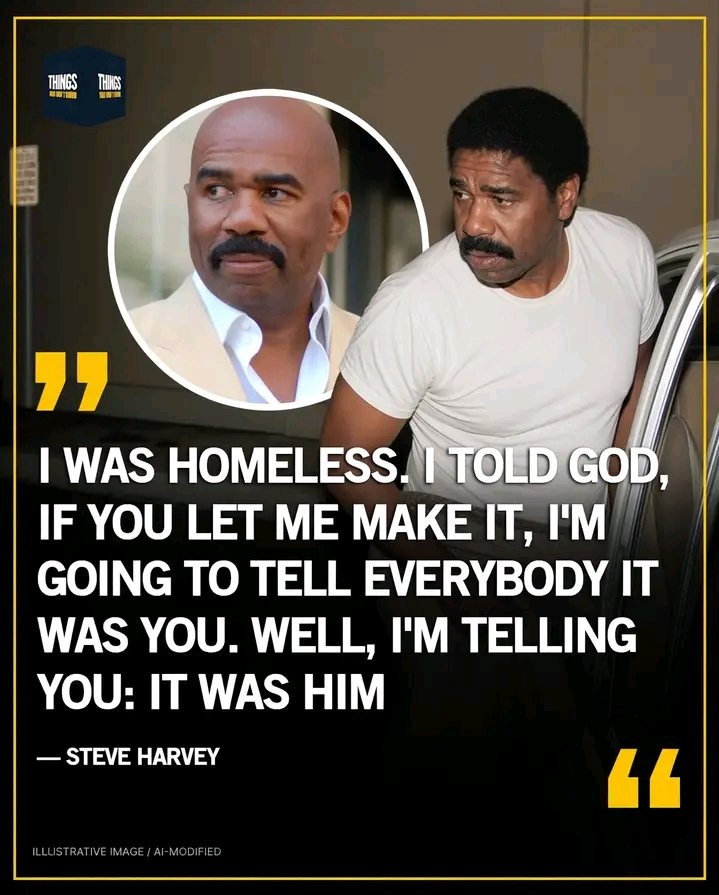 blisslaughter's tweet photo. Homeless three years, and he still gives God the whole credit today.
 
Steve Harvey was homeless from 30 to 33, living on 50 dollars a week and sandwiches out of a cooler.
 
The promise he made God back then was that if he ever made it, everybody would hear who was behind it. https://t.co/33ccuzE8mH