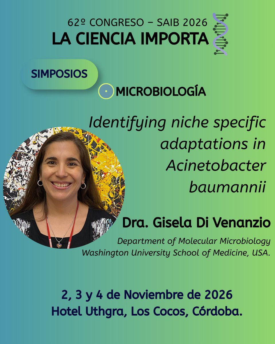 SAIB_Argentina's tweet photo. Te presentamos el 🦠SIMPOSIO DE MICROBIOLOGÍA🦠de la 62ª Reunión Anual de SAIB.

👉Los simposios serán un espacio central para el intercambio y la discusión de los últimos avances en  biociencias.🧫 
#SAIB2026 #LXIIReuniónSAIB #CongresoSAIB #LaCienciaImporta #SAIBedición62 https://t.co/EkoHRJaxSH