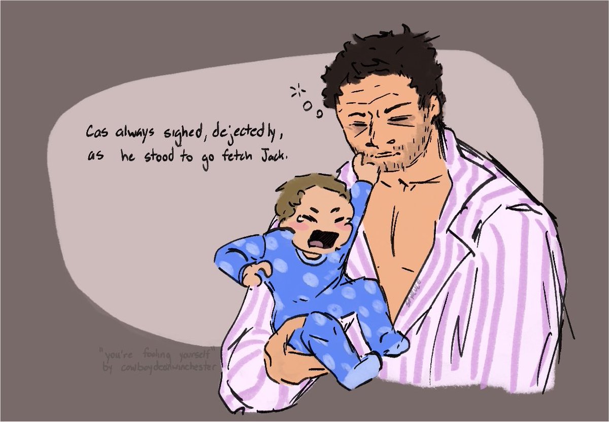 dwleatherjacket's tweet photo. a short baby Jack comic because I crave domesticity #destiel #spn https://t.co/SEBLHX7MoY