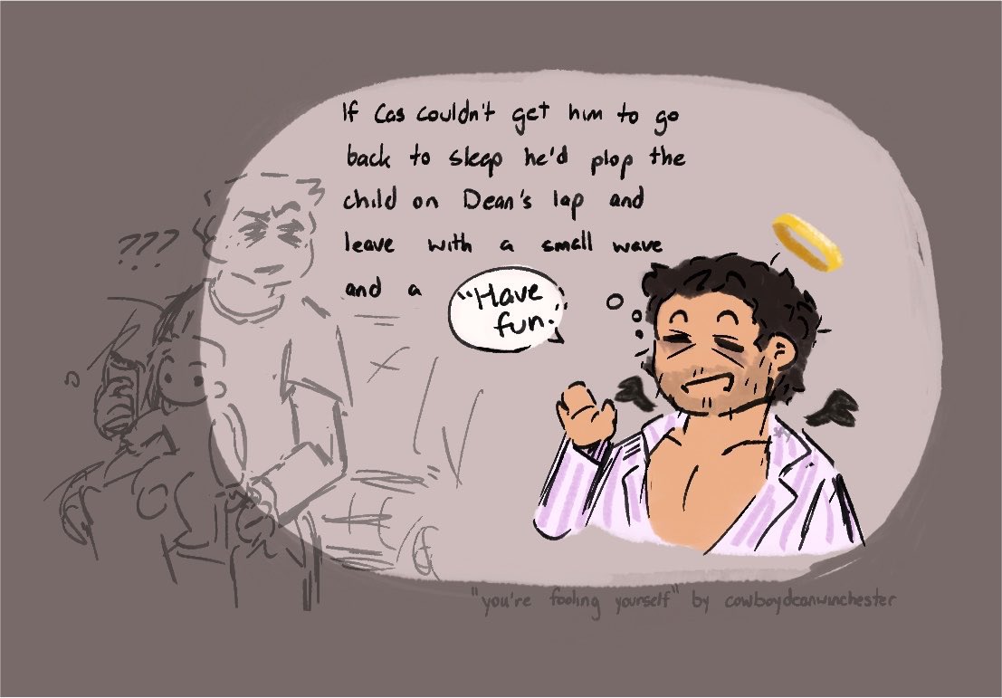 dwleatherjacket's tweet photo. a short baby Jack comic because I crave domesticity #destiel #spn https://t.co/SEBLHX7MoY