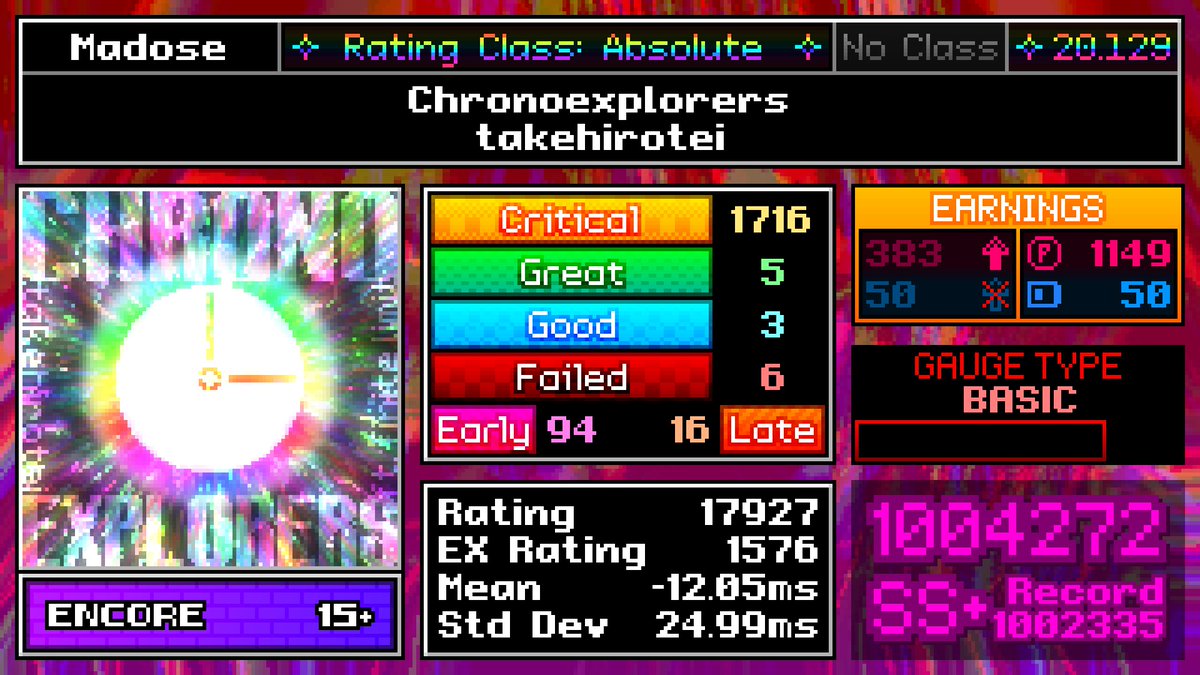 Mds_042's tweet photo. Chronoexplorers  ENCORE  SS+(1,002,335→1,004,272)
#vividstasis 

念願の…Lv.15+初SS+達成だぁぁぁ！！！！！
ここまで上手くなれたのめちゃくちゃ嬉しい…！！ https://t.co/JQgrepTKFu