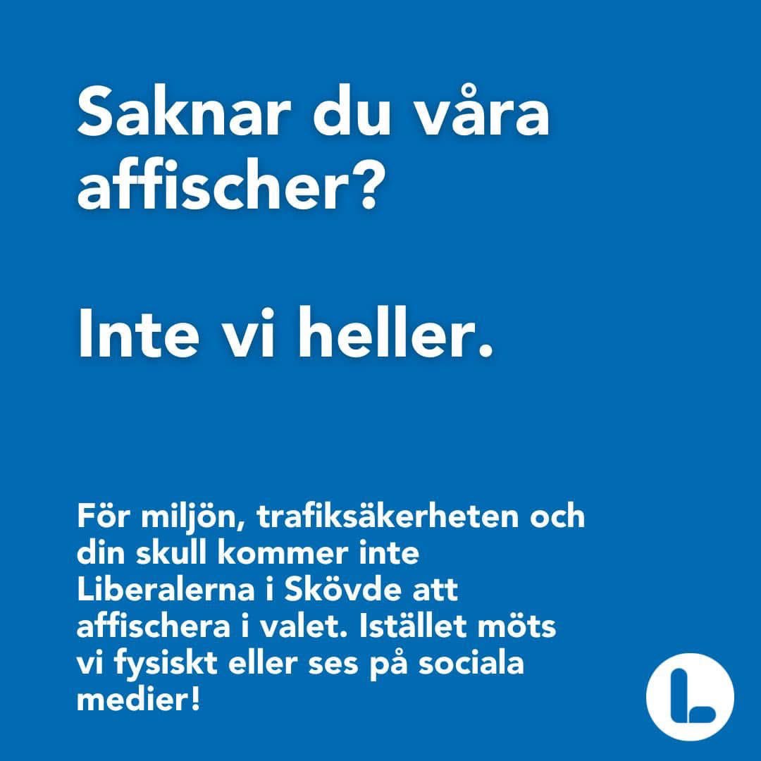 LibSkovde's tweet photo. Även det här valet avstår Liberalerna i Skövde att affischera. Istället väljer vi att möta våra väljare i samtal samt annonsera digitalt i olika medier.
Det här beslutet gäller oss Liberaler i Skövde. Andra kan dock välja att annonsera men vi kör favorit i repris. https://t.co/uf0tDL75HV