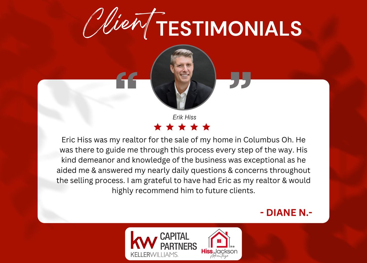 jcjackson's tweet photo. ⭐ 5-Star Client Review!

Diane shared how Eric Hiss guided her through every step of selling her Columbus home, answered her questions, and provided exceptional service throughout the process.

We’re grateful for her trust and recommendation! 🏡

#ClientReview #ColumbusOH https://t.co/l9VZYnGCYp
