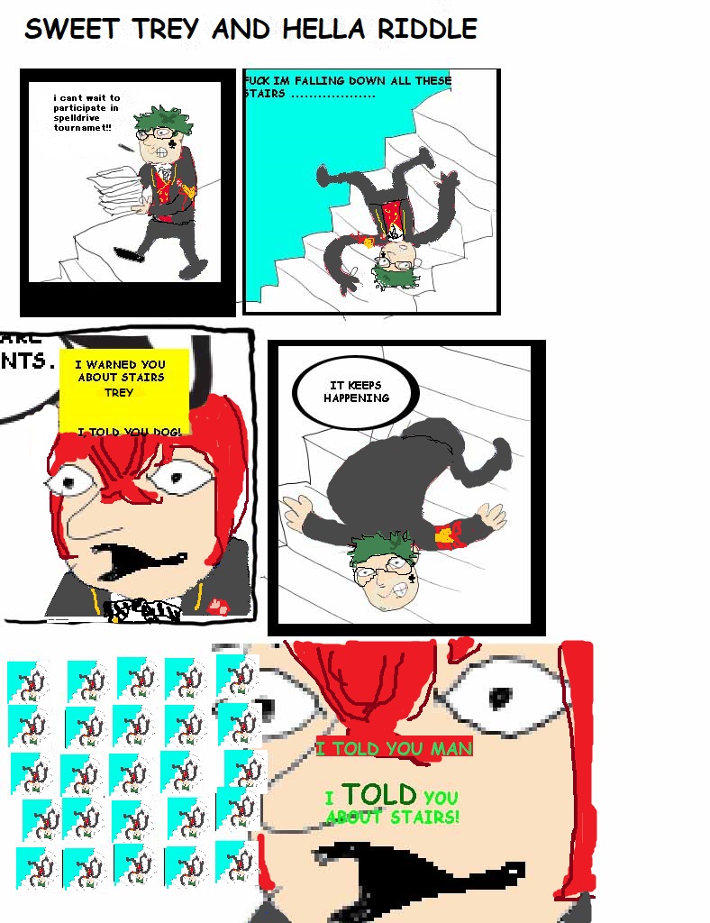 Fujotissue's tweet photo. I TOLD YOU ABOUT STAIRS TREY #twst #homestuck https://t.co/JLlC2bZbmN