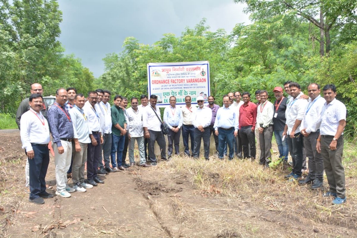 PRO_OFV's tweet photo. A tree plantation drive was organized at Ordnance Factory Varangaon (OFV) under the #EkPedMaaKeNaam campaign. Shri M. Z. Sarwar, CGM, OFV, planted saplings, reinforcing the commitment to a greener and sustainable future. 🌱
#Plant4Mother #GreenIndia #OFV #MunitionsIndiaLimited https://t.co/gZ1WfUhSor