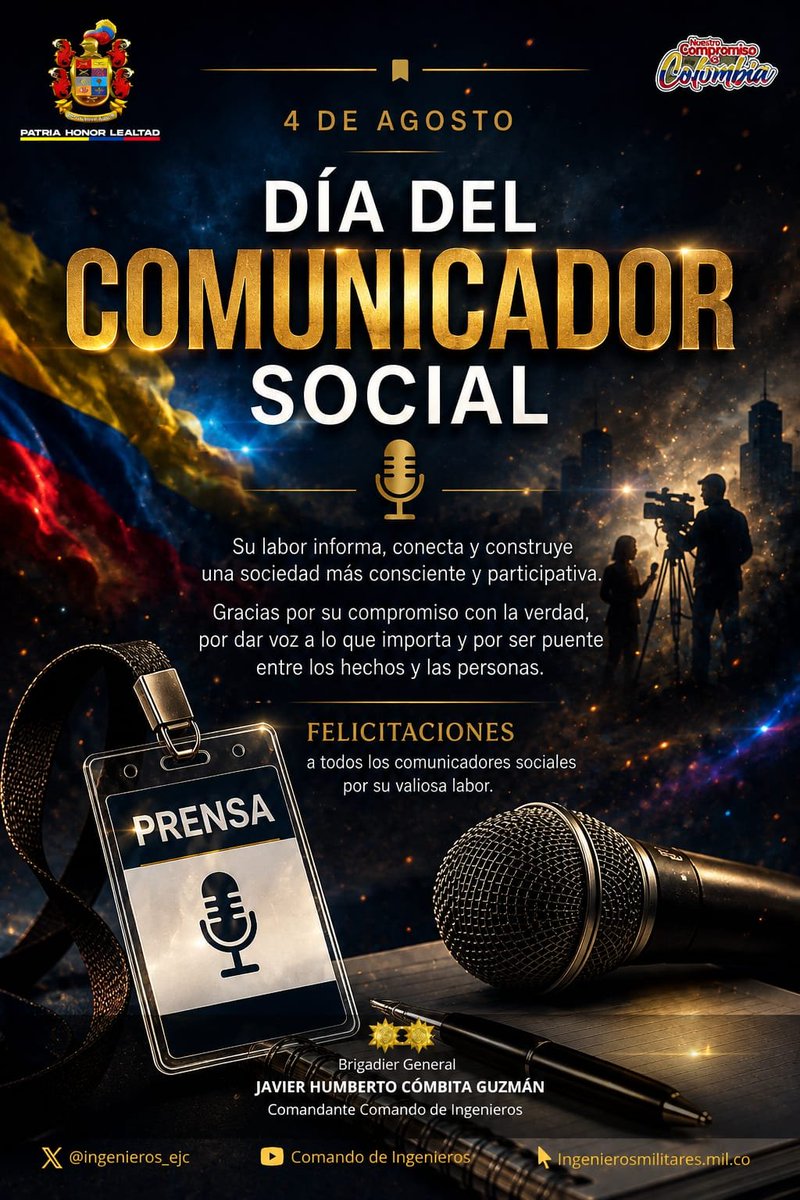 ReservaBR4's tweet photo. BRDEH | Hoy exaltamos a los comunicadores sociales, quienes con profesionalismo, ética y compromiso informan, fortalecen la confianza ciudadana y visibilizan la labor de quienes sirven a Colombia. ¡Feliz Día del Comunicador Social! https://t.co/xtsBrmQD0w