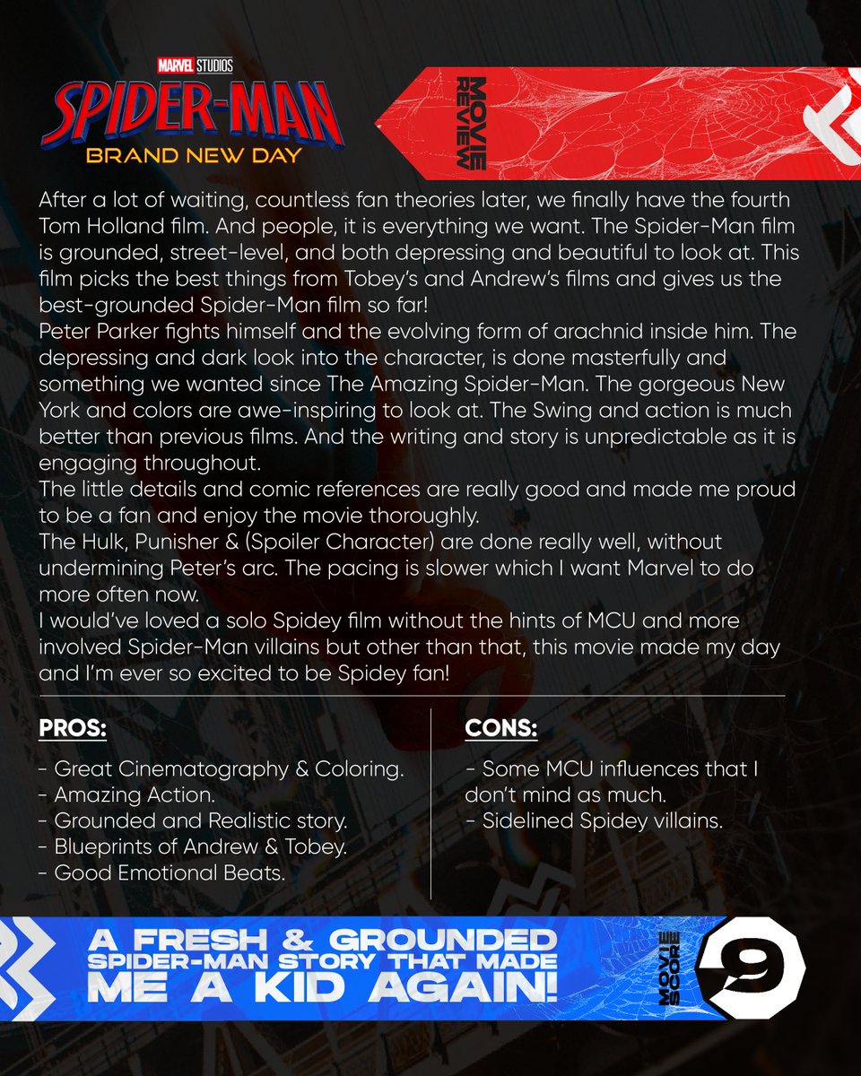NumairHafiz16's tweet photo. Loved the movie and I wish we see this type of Marvel/Spidey films more!

Made with Assets from Pinterest &amp; Magnific. Spider-Man Logo cloud texture in Blender.
Composite and Edited in Photoshop.
Plugins Retratone by Texturelabs.

#Spiderman #Photoshop #review #poster #art https://t.co/3YWjHs6ylV