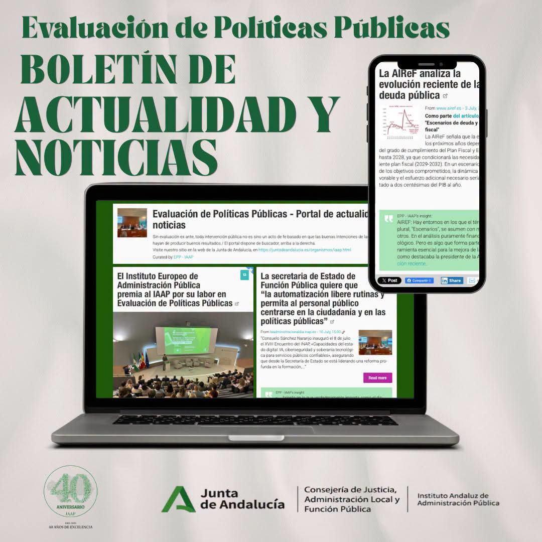 IAAPJunta's tweet photo. 💻📚 Conoce actualidad y noticias sobre Evaluación de Políticas Públicas.

➡️ La actividad del #IAAP, las jornadas celebradas y el funcionamiento de la Administración para permanecer al tanto de la agenda pública.

🔗 https://t.co/YdWSEJNLtv

@pploaiza @IAJuntaAND @AndaluciaJunta https://t.co/oReGGukoLU