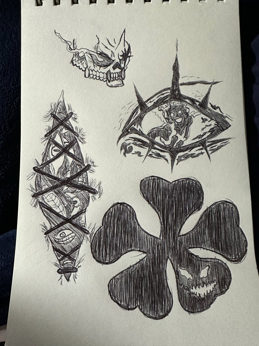 Sammie_Yami's tweet photo. I’ve been drawing a bunch of random stuff I see to try and build a bit of a portfolio for pursuing being a tattoo artist so here’s some doodles I was rly tired drawing the stuff in the last image :3 https://t.co/onUrYjXt4a