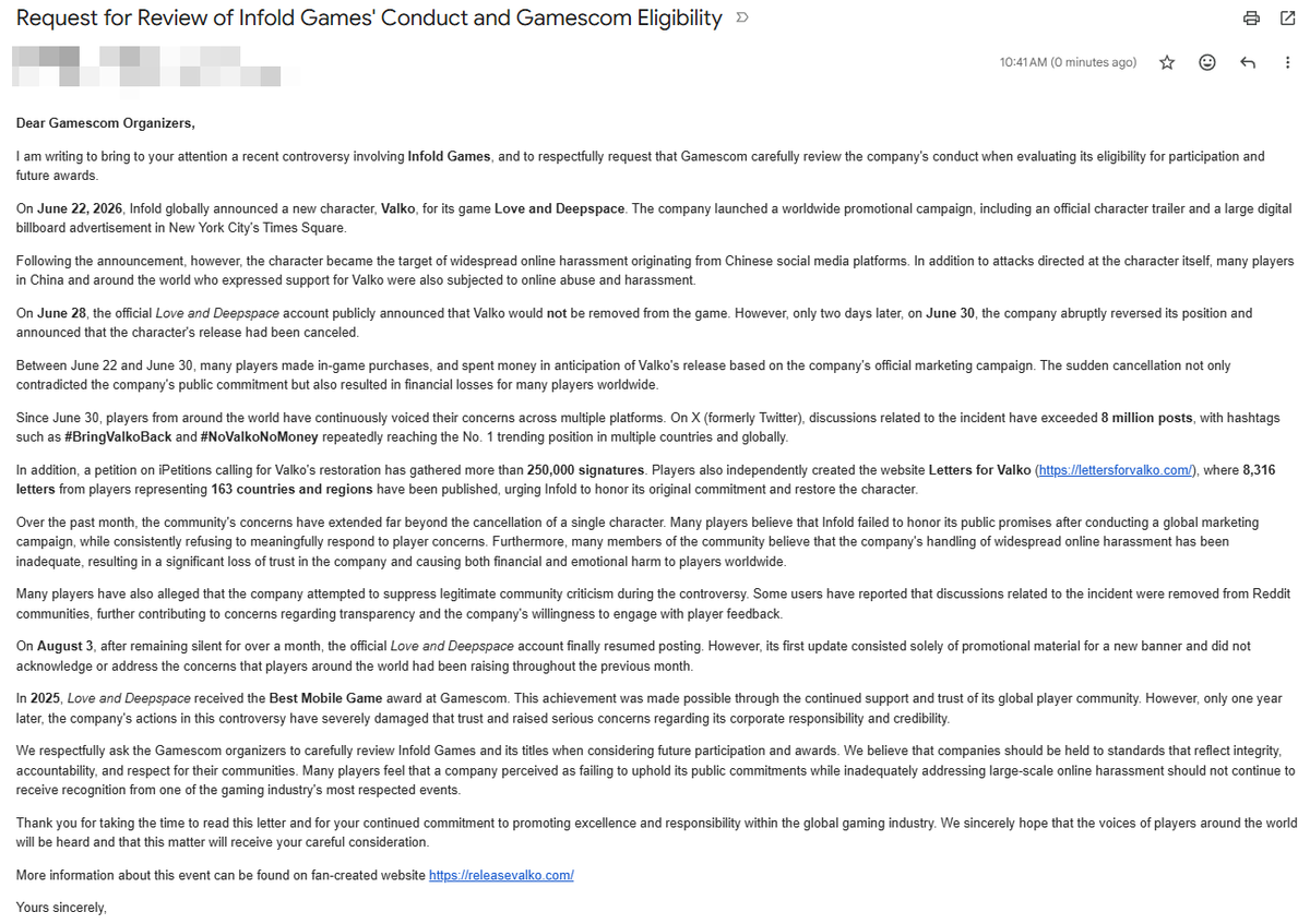 AnnWang794383's tweet photo. So I wrote an email to Gamescom. Best Mobile Game of 2025? Isn't that a joke? We voted for it just to get more players, and now it's betraying us?
#PapergamesRuinsCNgaming #NoValkoNoMoney https://t.co/lzu8boRHiK