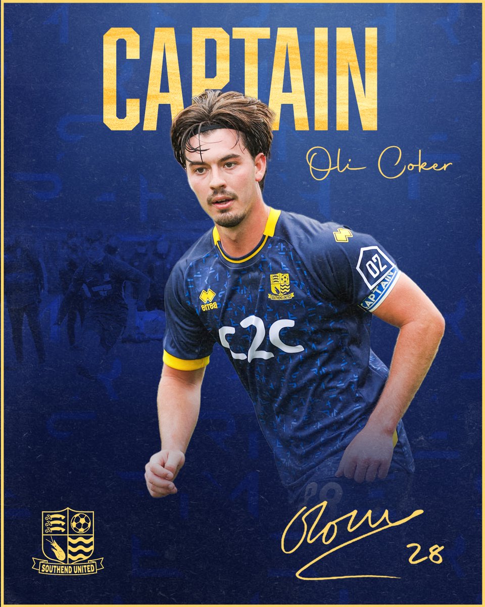 SUFCRootsHall's tweet photo. ©️ We're delighted to announce Oli Coker has been appointed as Club Captain, while Harry Taylor will serve as vice-captain!

We have also confirmed our squad numbers for the 2026/27 campaign 🔢