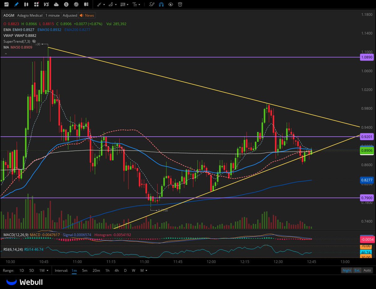 $ADGM 7 m float 450 m volume holding most of its gains with amazing chart  

We saw all these setups squeezing hard last couple of days  

This will be the next