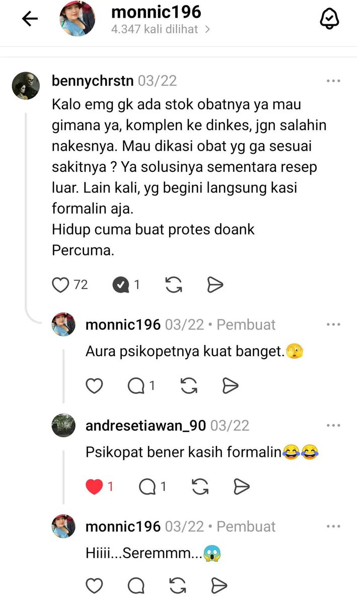 recehsjaa's tweet photo. "LAIN KALI YANG BEGINI LANGSUNG DIKASIH FORMALIN AJA"

Kata2 yang seharusnya tidak dilontarkan dari seorang dokter BENNY CHRISTIAN SIHOMBING.

 Problem solving anda sangat cetekk.

 jika anda merasa tidak suka dengan penyampaian nya, apakah tidak bisa dijelaskan dengan baik baik dan dikasih edukasi serta arahan apa yang harus mereka lakukan??

 Anda seorang dokter tapi sangat tidak mencerminkan sebagai pelayan kesehatan masyarakat.