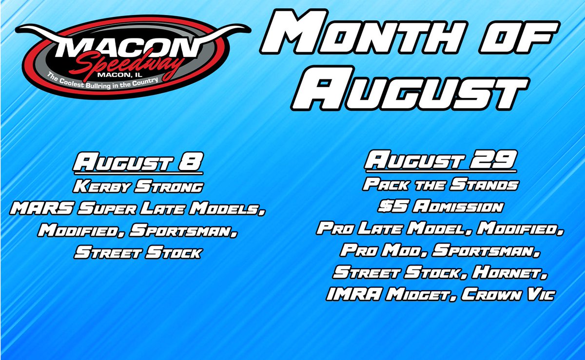 maconspeedway's tweet photo. Some of our favorite nights of the season are coming up this month at Macon Speedway.

🎟️ https://t.co/2FcUEIqpJv https://t.co/8N8Pc8LGB5
