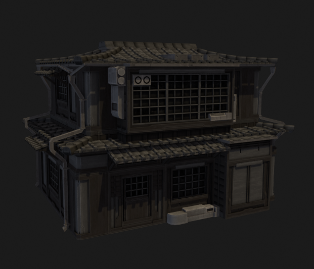 GrimRoninTeam's tweet photo. Explore a more traditional district of Neo-Tokyo, where classic architecture blends with modern materials and retro-cyberpunk aesthetics. https://t.co/f63BHMDKHY
