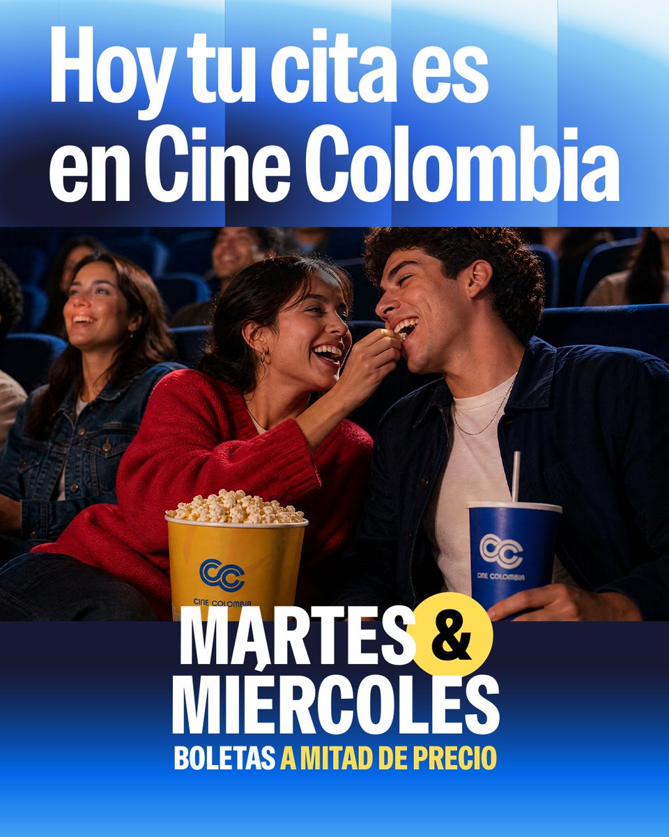 Cine_Colombia's tweet photo. Hoy es el plan perfecto para escapar de la rutina, compartir y vivir toda la emoción del cine.🤩
🎬 Martes & Miércoles en Cine Colombia💙
#PlanDeCine #CineColombia 🍿🎬 https://t.co/PErCbsnEZb