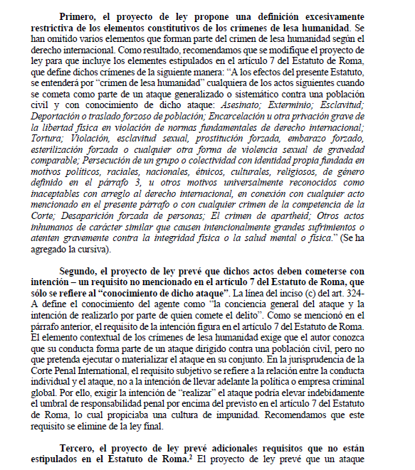 cviguria's tweet photo. LO ÚLTIMO
Relatores especiales del alto comisionado de derechos humanos de la ONU envían comunicación al gobierno de la presidenta Keiko Fujimori expresando su preocupación por el proyecto de ley que incorpora el delito de lesa humanidad en el Código penal, la misma que está pendiente de firma por Fujimori o su observación y que vaya de vuelta al Congreso. 

En resúmen, indican que la iniciativa impide su aplicación en el sistema de justicia. 

Entre sus puntos establecen que la inicativa propone una "definición restrictiva" de los elementos que configuran los crímenes de lesa humanidad, va contra el mismo Estatuto de Roma y que sea calificado como delito común en el  Código penal. 

El oficio es crítico al señalar preocupación por el proyecto impulsado por el Congreso al mando de Fuerza popular pues podría permitir "que autores de graves violaciones de ddhh eludan la rendición de cuentas dejando a víctimas sin derecho a reparación, justicia y no repetición". 

Documento concluye esperando respuesta de Gobierno sobre próximas acciones a tomar sobre el proyecto. 

Veremos la mano del fujimorismo que ahora está en el poder y del canciller Carlos Espá.