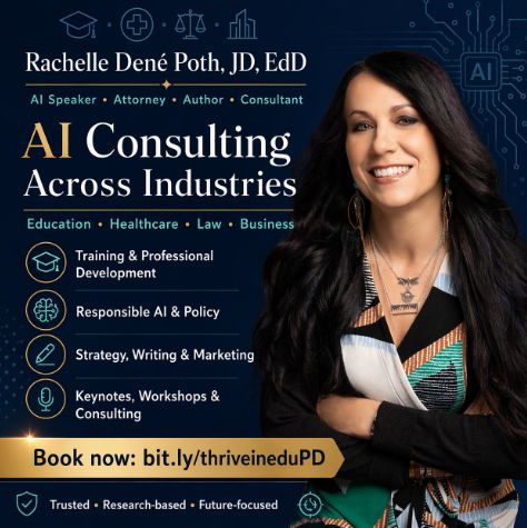Rdene915's tweet photo. Looking for workshops, keynotes, coaching about #AI #generativeai? Need help getting started? Contact me to schedule sessions for your event. Availability for 2026 and booking for 2027. https://t.co/ubbl1w1cCs #education #edchat #edtech #k12 #suptchat #STEM #PLC #ISTE #law #healthcare #wellbeing @ISTE_ASCD @EdumatchBooks