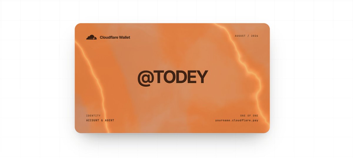 JoinTODEY's tweet photo. 🌐 CLOUDFLARE JUST LAUNCHED https://t.co/03PtRk5LiI.

You can now reserve your wallet name before someone else claims it.

More than a wallet address, it's part of Cloudflare's vision for the agentic Internet, enabling programmable payments between AI agents and humans. https://t.co/UzepLAc3He