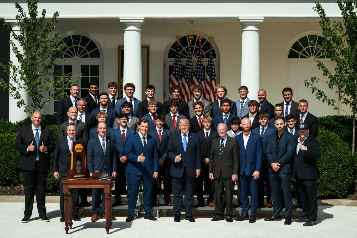 BarronTrumpweb's tweet photo. CHAMPS IN THE HOUSE. 💪

The 2026 @NCAA Wrestling National Champions, @PennStateWREST!  🇺🇸 https://t.co/TuILyhRgNc