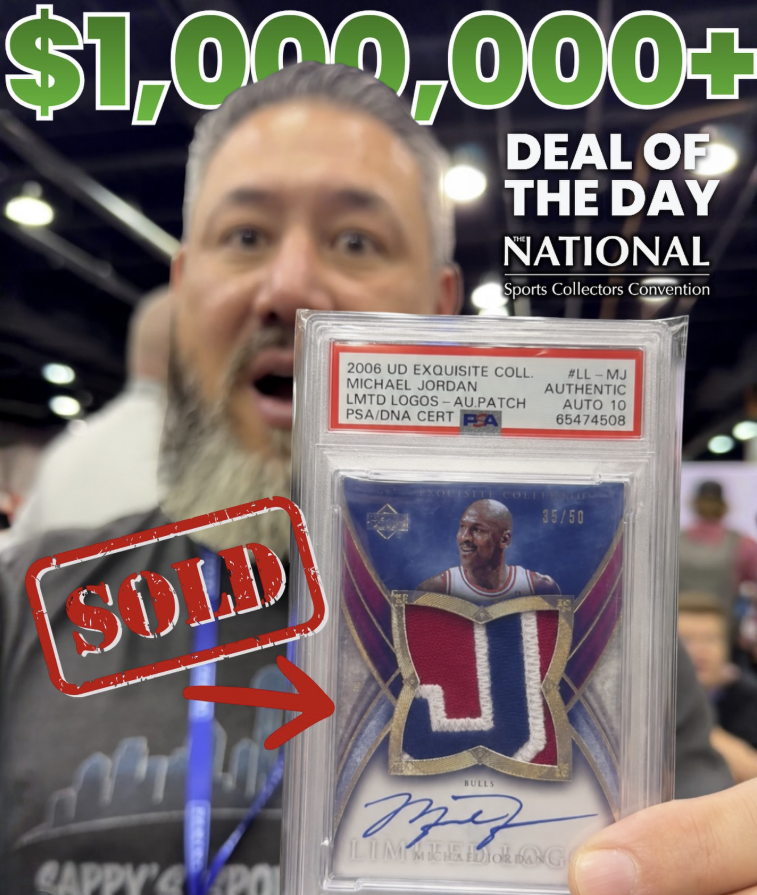 sappyscards's tweet photo. The National recap: unreal. 🔥
We traded for a PSA 6 1952 Topps Mickey Mantle and moved a $1,000,000+ Michael Jordan Exquisite auto patch.
Huge week of deals, stories, and hobby energy.
Thank you to everyone who stopped by Sappy’s.
#NSCC #TheNational #TheHobby https://t.co/mRVemyvVEa