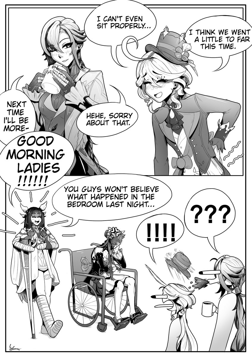 Kirrmara's tweet photo. When you're in a 𝓕𝓻𝓮𝓪𝓴𝔂 lesbian competition and your opponent is Sandbina:

#sandbina #genshinimpact #columdrone #arlefuri https://t.co/nNJF8K5K7A