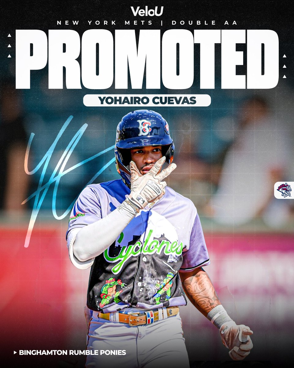 velouniversity's tweet photo. The New York Mets have assigned OF Yohairo Cuevas to the Double-A Binghamton Rumble Ponies.

Another VeloU athlete takes the next step. Congrats, Yohairo. 👏 https://t.co/RLrb2X35JX