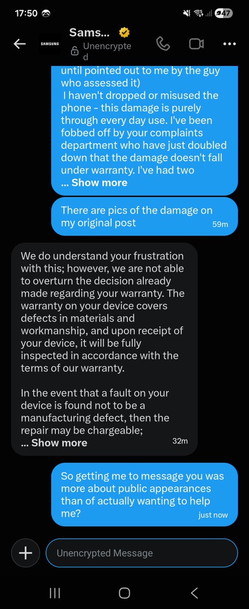 A_Fizzle_007's tweet photo. @SamsungUK @O2 Fat lot of good that did @SamsungUK . Almost like your response to my public post was for appearances... https://t.co/nW3pwLowTn