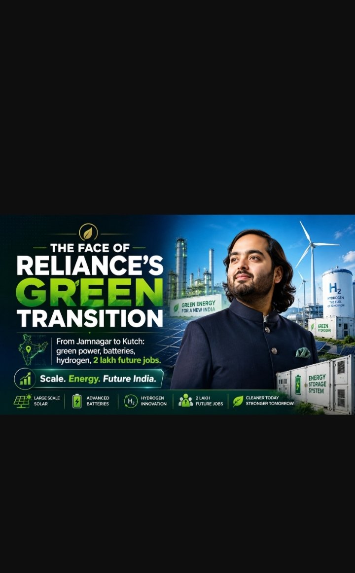 Radha7116450638's tweet photo. #Reliance_Development2026 Anant Ambani's vision in green energy is sparking a revolution in battery and hydrogen technologies, paving the way for 2 lakh new jobs and a greener future. https://t.co/Sfs97p3jX0