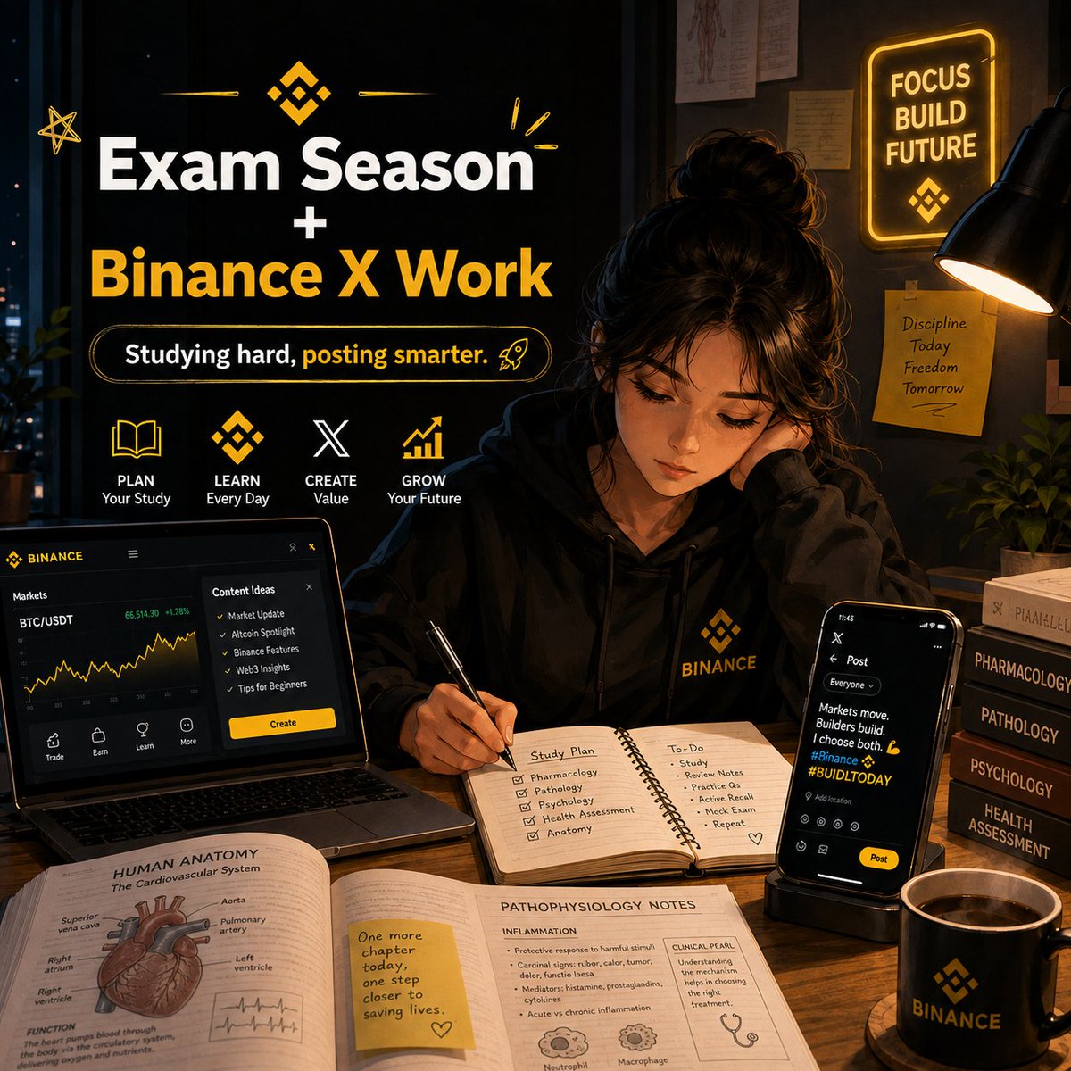 Missloiss123's tweet photo. Exam season is on, but the Binance grind continues. 📚💛
#binance #doctor #study https://t.co/oUUSGpknXv