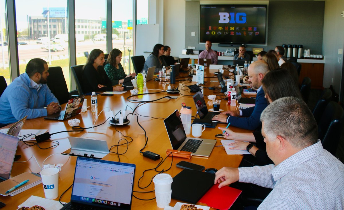 CollSportsComm's tweet photo. Thank you to the @bigten for hosting the CSC Executive Board, Advisory Council and national staff for our annual in-person summer last week in Chicago. With representation from every division and led by President @Matt_Panto, we focused on setting our priorities and themes for 2026-27. 

Topics included: 
➡️ Priorities & themes for 26-27 
➡️ When & how CSC uses a public leadership voice  
➡️ Membership goals  
➡️ Financial review and updates 
➡️ Governance, comms strategy and ops 
➡️ Identifying & enhancing strategic partnerships