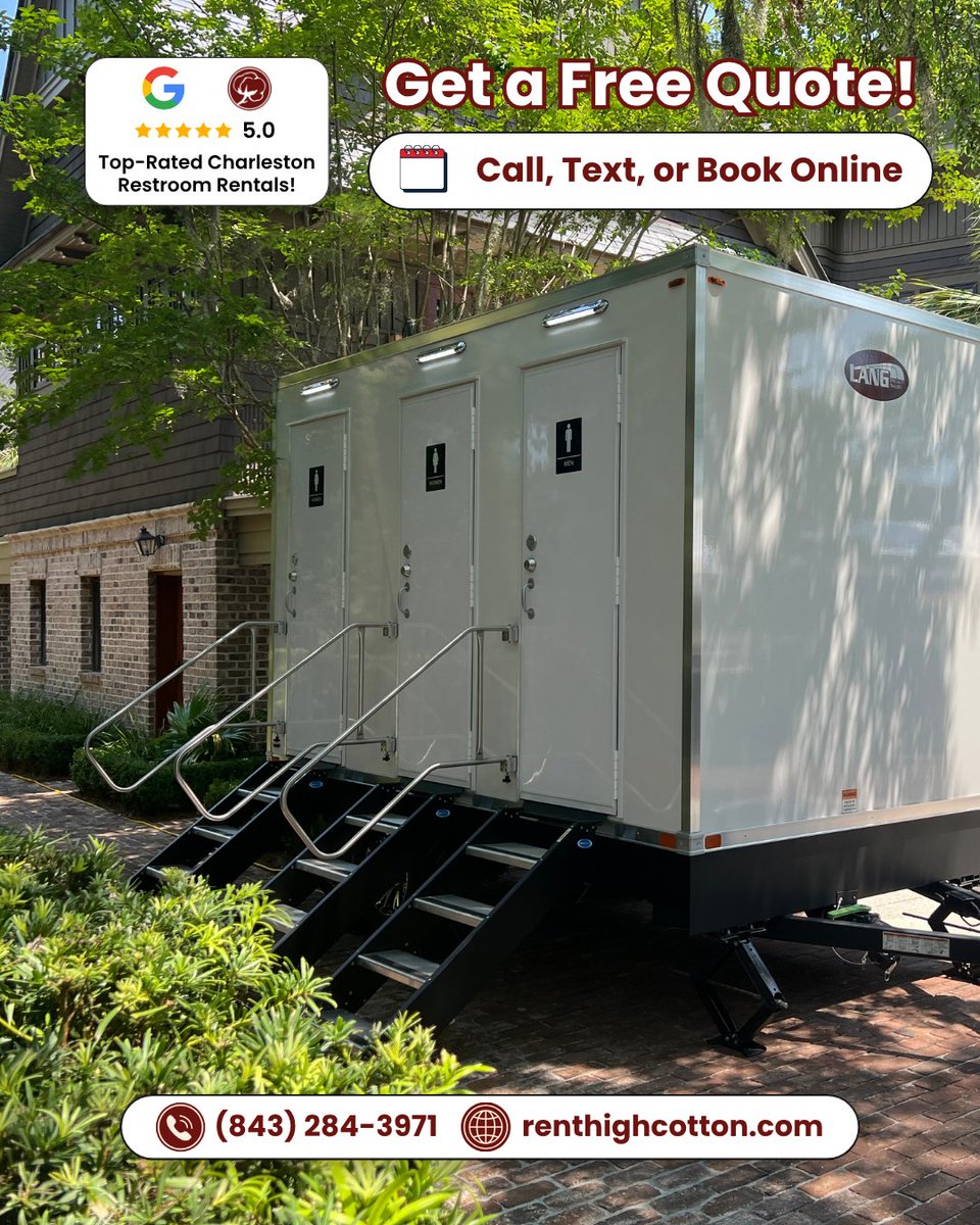 RentHighCotton's tweet photo. 📍 Kiawah Island, SC | Anniversary Party 🥂​
Set up and ready for an anniversary celebration at a local home! Our luxury restroom trailers include:

Call, text, or request your free quote online!
☎️ (843) 284-3971
🌐 https://t.co/1CBx3Rn8rc
#AnniversaryParty #KiawahIslandSC https://t.co/CxSWiLPwEl
