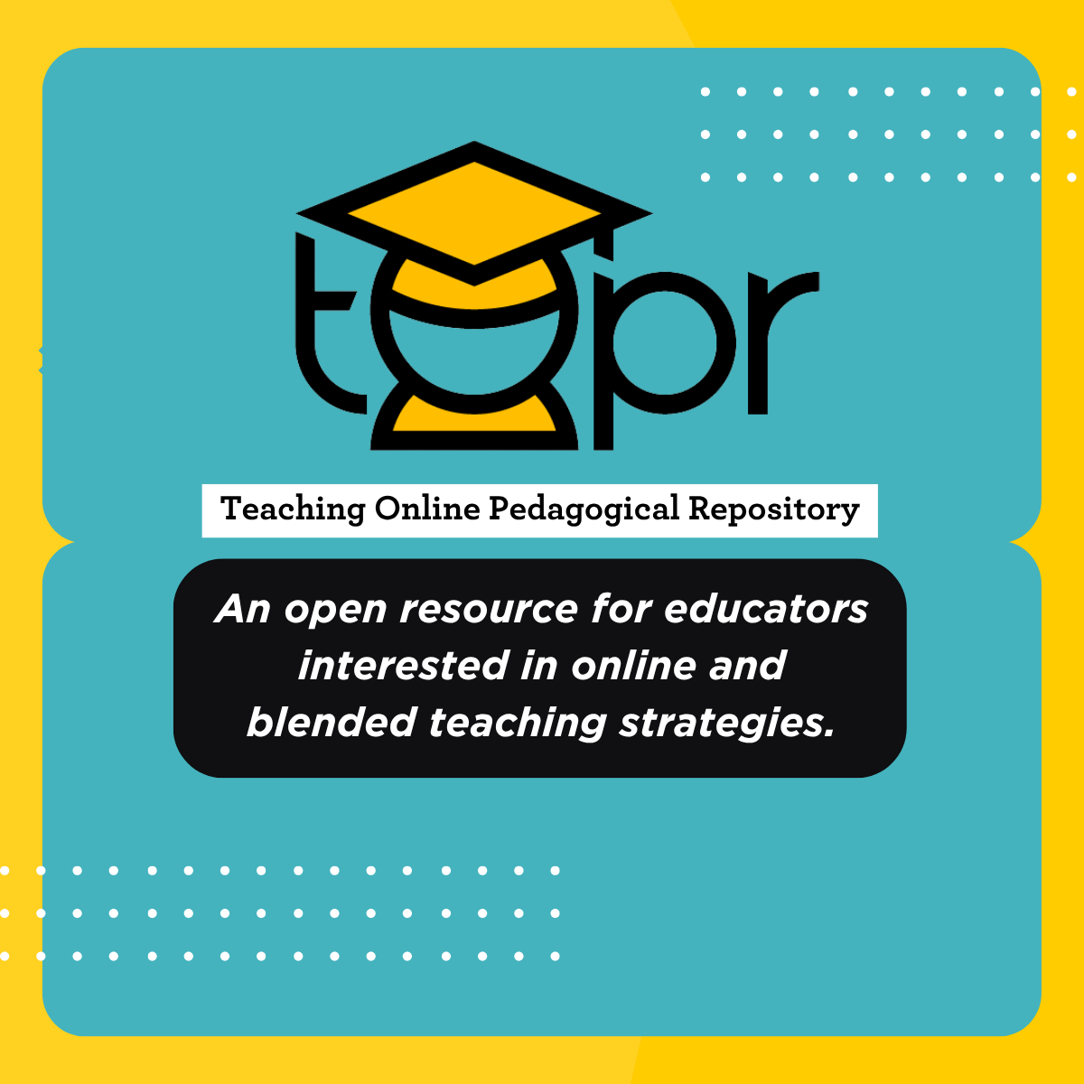 UCFDigitalLearn's tweet photo. The latest Teaching Online Pedagogical Repository (TOPR) entries are now live!

Explore peer-reviewed, openly licensed strategies for online and blended teaching.

 https://t.co/bMp92vmpTL https://t.co/vEo6NZB5FV