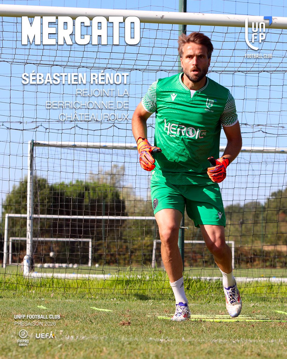 UNFP's tweet photo. 🧤 C’est signé pour  @sebastien_renot  !

Le gardien s'engage avec la @LaBerrichonne  pour la saison à venir, après sa préparation avec l'UNFP Football Club cet été.

Il y retrouve son ancien coéquipier de l'UNFP FC, Yannick M'Boné, arrivé au club depuis quelques jours.

Toute l'équipe de l'UNFP FC le félicite et lui souhaite une belle saison sous ses nouvelles couleurs.

#UNFPFootballClub #NeverGiveUp