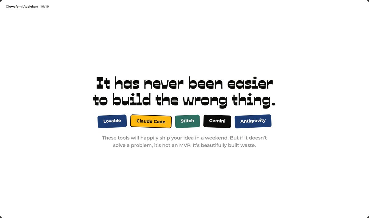 ItsFemi_R's tweet photo. Spoke to the Vanguard Cohort on Value Proposition Design and exactly what NOT to build. 

Had crazy limited time to prep but I refused to make a basic deck. Treated the slides like a proper UI build. I cooked ngl. https://t.co/uqb8HILuUQ