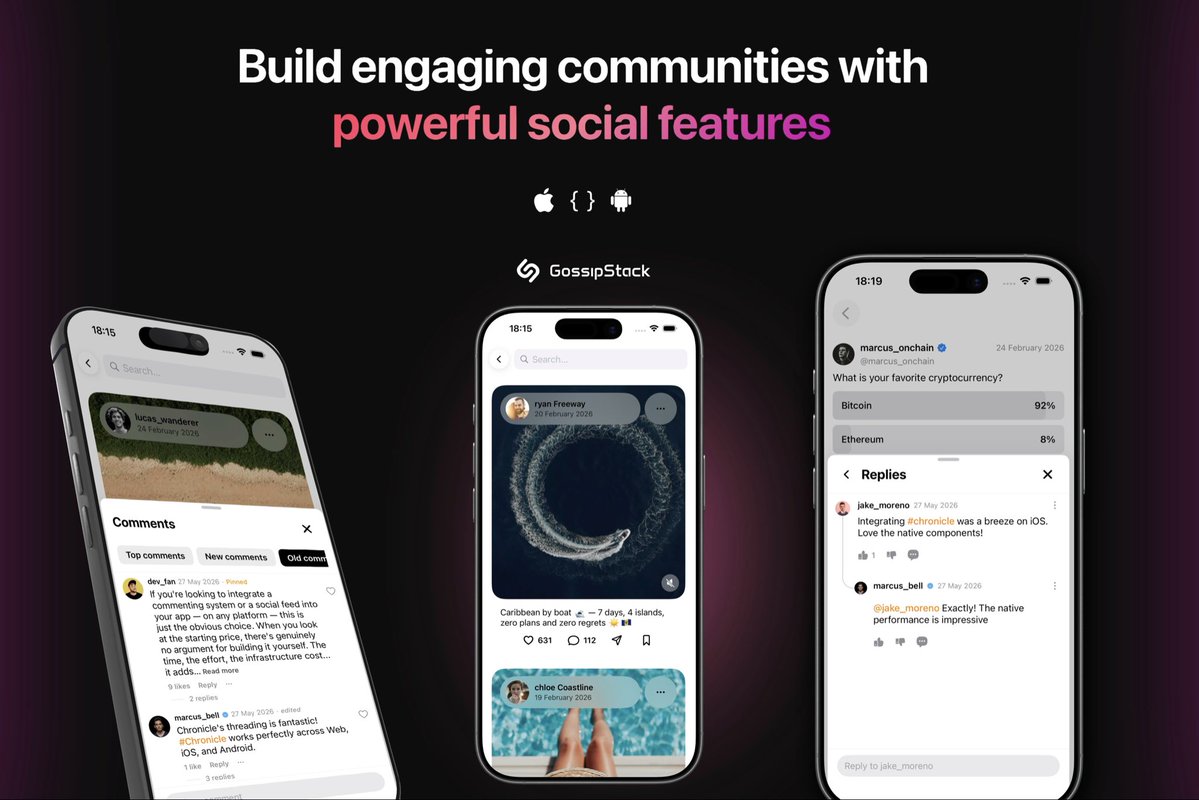 takumicodes's tweet photo. @Sarakhan49309 Integrate social layer into you app in a day 🚀
Commenting and feed SDK for web and mobile
Visit 👉 @gossipstack https://t.co/3IrVGbHzw8