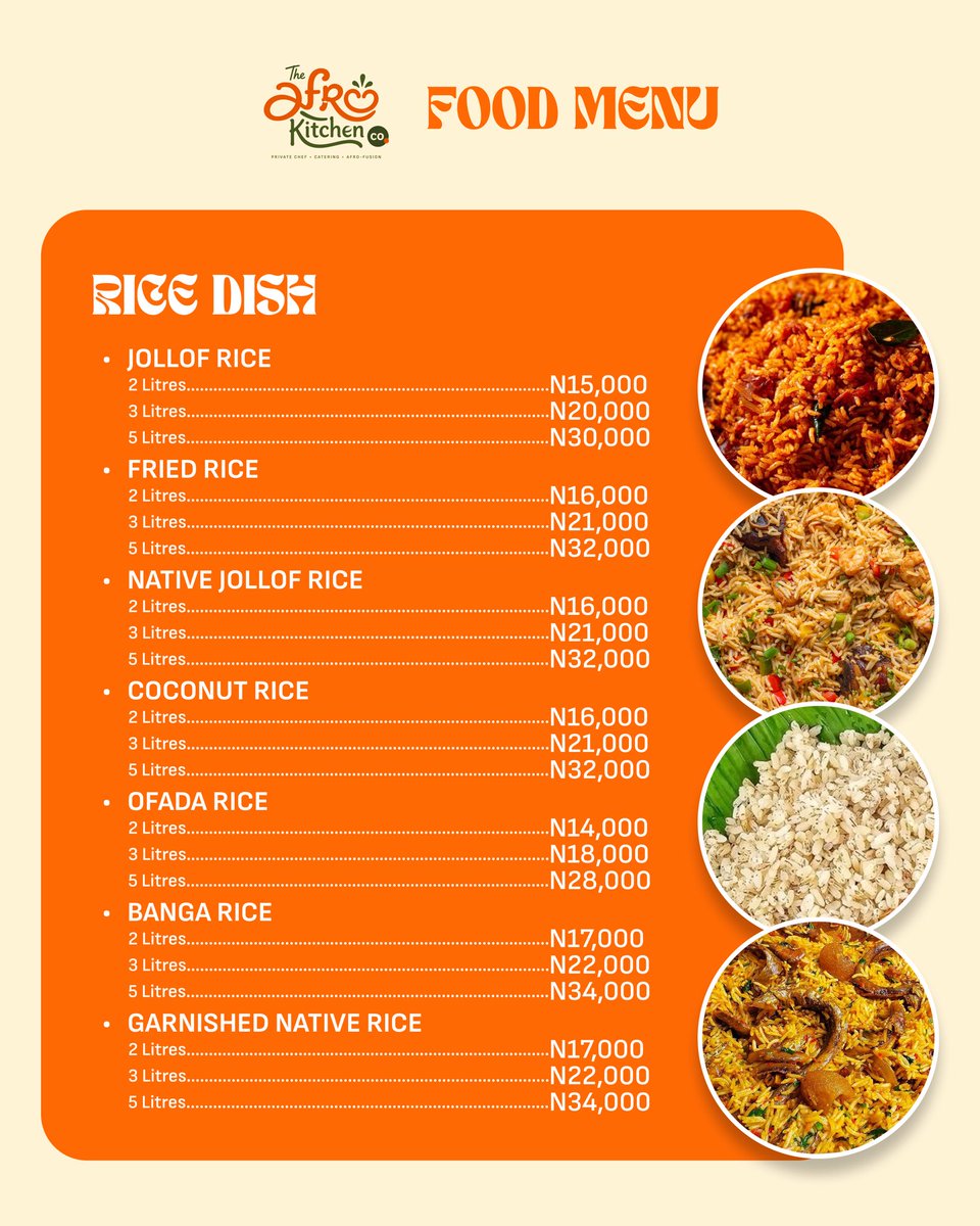 AfroKitchenco's tweet photo. Our Menu is Live!🥘🍱

We have amazing tasty &amp; delicious meals available to order.

From native soups to various rice and pasta dishes, English breakfasts and desserts, we have every meal you’d ever wish to eat 🤤

1/5 https://t.co/xlhywyVEC1