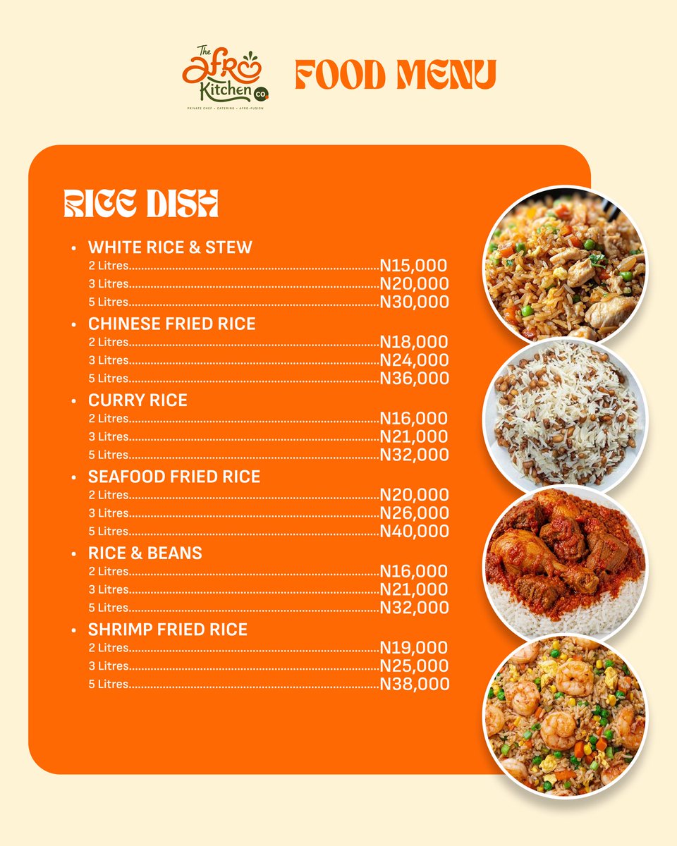 AfroKitchenco's tweet photo. Our Menu is Live!🥘🍱

We have amazing tasty &amp; delicious meals available to order.

From native soups to various rice and pasta dishes, English breakfasts and desserts, we have every meal you’d ever wish to eat 🤤

1/5 https://t.co/xlhywyVEC1