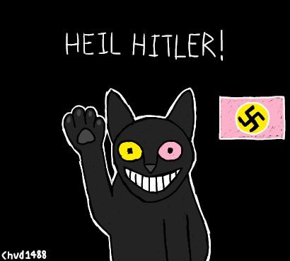 Charawaffen's tweet photo. I don't really know how to draw cats but I tried. As requested by @BasedDeviceFri, NАZІ FRIEND https://t.co/qALNz9sijh